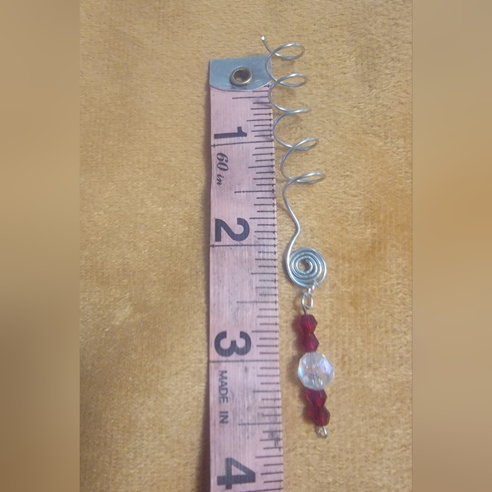 Handmade Silver Wire Red Crystal Ear Cuff